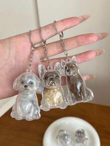 1个宠物品种设计宠物毛发收纳钥匙扣 - 可爱坐姿狗狗（贵宾犬/柴犬/法国斗牛犬等）造型，带链条 - 狗狗主人的理想之选 - 可收纳和保存宠物毛发的钥匙扣纪念品，可挂在钥匙、包包或旅行用品上 - 送给爱狗人士的完美纪念礼物 - 彩色 - 查看 11