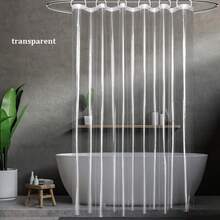 1pc Fully Transparent Waterproof Mildew-Resistant Bathroom Shower Curtain, PEVA Waterproof Windproof Liner (Hooks Not Included) Christmas Decor