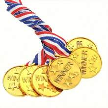 30/50枚金色塑料奖牌，配丝带项链 - 闪亮镀金，耐用PP材质，适用于体育运动、游戏、比赛、才艺表演、户外竞赛、社区活动、派对和派对礼品，适合用作体育奖项、游戏奖品、派对礼物、活动装饰、激励物品。 - 彩色 - 查看 7