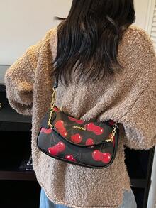 1pc Women's Solid Color PU Shoulder Bag, Versatile Underarm Bag For Work Commute, Adjustable Strap Crossbody Bag - Black - View 5