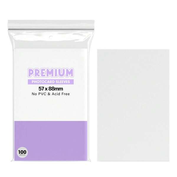 Kpop Photocard Sleeves Clear Polypropylene Card Protector For Albums Photocards, PVC Free And Acid Free, 100 Sleeves Per Pack (57x88mm)
