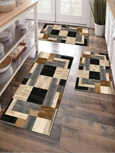 1件装现代几何拼接图案厨房地垫，简约北欧风格厨房地毯，吸油防油厨房地垫，派对聚会家居装饰地毯，可水洗室内入口门垫，防滑厨房装饰地毯，易于清洁的入口迎宾垫，适用于客厅、餐厅、厨房、水槽区、室内入口，适合派对、节日、聚会、礼品、宴会等场合，地毯、门垫、厨房地垫、区域地毯、厨房用品、厨房装饰、厨房垫、厨房地垫、厨房套装、泡沫垫