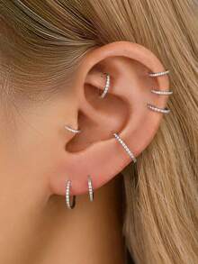 1 Stück 925 Sterling Silber 18G CZ Scharnier-Creolen - Knorpel-Creolen, Helix-Creolen, Nasen-Piercing, Septum-Ring, nahtlose Clicker, winzige Creolen-Ohrringe, Daith-Creolen, Tragus-Creolen, Conch-Piercings, silberne nahtlose Knorpel-Ohrringe, geeignet für den täglichen Gebrauch für Frauen und Männer (6-12mm), weiches Sterling Silber - mit Vorsicht behandeln