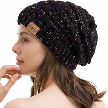 Women Beret Hats - Dot Black+Dot Dark Grey - View 5