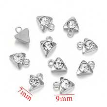 10 chiếc 304 thép không gỉ mạ vàng 18K hình lục giác trái tim năm cánh hoa tam giác đính đá Rhinestone tự làm mặt dây chuyền trang sức phụ kiện vòng cổ mặt dây chuyền trang sức bằng thép không gỉ dành cho nữ thành phần trang sức tự làm mặt dây chuyền đính đá Rhinestone - Nhiều màu - Xem 8