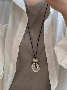 Minimalist Asymmetrical Geometric Pendant Necklace, New Unique Elegant Versatile Adjustable Long Necklace, Best Gift For Girlfriend, Friend, Mother - Multicolor - View 8