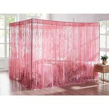 Lace Canopy Bed Curtains Set - 8 Panels 48"X78" White Canopy Curtains With Tie-Backs For Queen/King/Twin Beds, Coquette Vintage Bedroom Decor - 玫瑰粉紅 - 查看 2