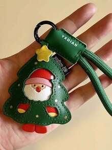 سلسلة مفاتيح عيد الميلاد - بابا نويل أو رنة بسير أخضر، حلقة مفاتيح من مادة البولي يوريثان احتفالية، زينة قابلة للفصل للحقيبة والسيارة للجنسين - هدية عيد الميلاد، هدية عيد الحب - مناسبة للحقيبة الظهر والمحفظة والمركبة والزينة الموسمية، إكسسوارات متينة، زينة عيد، خيار هدية مثالي.