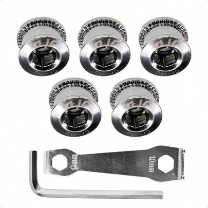 DJC Bike Chainring Steel Bolts For Single And Double Chainring M8 Road Bike MTBwith M5 Hex Wrench And Install Tool Wrench Steel Single Chainring Bolts