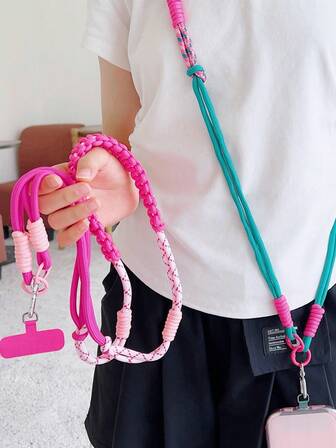 Cordão de Natal Artesanal Trançado com Estampa Floral, Suporte Transversal Durável para Celular, Ideal para Mulheres, Cordão Anti-Perda para Uso Externo