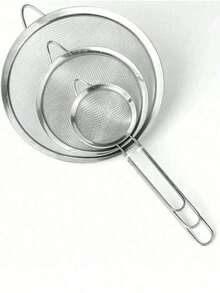 1pc/3pcs Fine Mesh Strainer, Stainless Steel Sieve Ladle, Multifunctional Kitchen Tool For Filtering Flour, Tea, Frying Oil, Coffee Powder, Juice, Cooking And Baking - Silver - View 4
