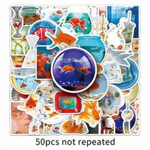 50 Fresh And Cute Goldfish Series Graffiti Stickers, Suitable For Multi-Functional Waterproof Decorative DIY Creative Stickers On Suitcases, Phone Cases, Laptops, Helmets, Skateboards, Etc - 1 - 查看 3