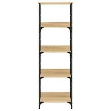 Libreria Larryhot in rovere Sonoma 50x33x153 cm Legno ingegnerizzato, resistente e durevole, facile da montare, stile decorativo, adattA, Per riporre soprammobili, statuette, libri, piccoli oggetti, ecc. - Castano - Visualizzare 4