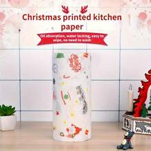 1 rolă de prosoape de hârtie de bucătărie de Crăciun, lavete și cârpe de curățare de unică folosință, îngroșate, cu 3 straturi, cu dublă utilizare, umede și uscate, absorbante, rezistente la ulei, lavabile, reutilizabile, pentru spălatul vaselor, acasă, articole pentru petreceri de sărbători, instrumente de curățenie pentru uz casnic, cadou perfect pentru Crăciun, Ziua Recunoștinței, Anul Nou, decorațiuni interioare, articole esențiale pentru bucătărie, stiluri aleatorii, festive, lavetă leneșă, role de hârtie, vrac