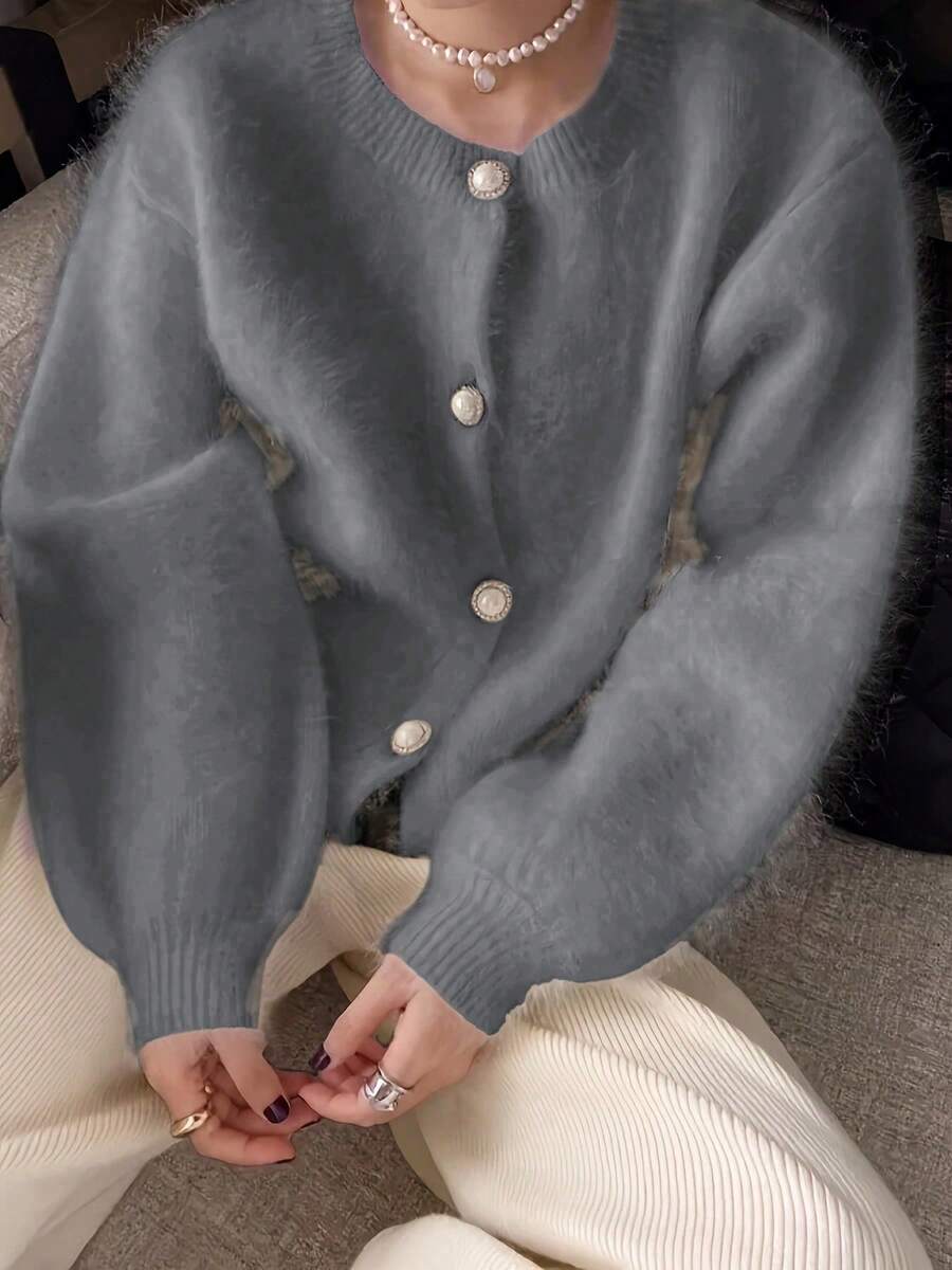 New Autumn/Winter Button-Up Loose Elegant Cardigan Sweater - Ash - View 1