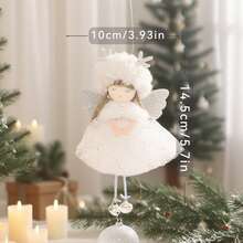 1pc Deer Horn Faux Fur Lace Pom Pom Angel Wing Christmas Tree Ornament. Christmas Decoration Includes Adorable Angel Ornament, Suitable For Christmas, New Year, Valentine's Day And Graduation Party Christmas Tree Decor - Multicolor - View 9