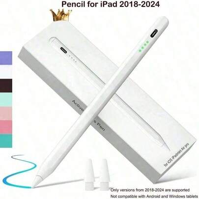 1支iPad Pencil，兼容2018-2024款苹果iPad，120mAh锂离子电池，支持快速充电、防误触、倾斜感应，兼容Apple Pencil、iPad触控笔，兼容iPad 10/9/8/7/6代、iPad Pro 11/12.9/13英寸（M4）、iPad Air 3/4/5（M2）、iPad Mini 5/6代[不具备磁吸充电功能]
