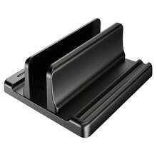 1 件可调节笔记本电脑桌面支架 ABS 垂直笔记本电脑支架适用于平板电脑，适用于 MacBook 垂直存储架、iPad 平板电脑存储架底座 - 黑色 - 查看 5