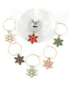 6pcs Christmas Wine Glass Decor Labels, Wine Glass Markers, Christmas Party Wine Glass Identifiers, Party Wine Glass Rings - Multicolor - View 14