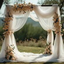 Elegant White Polyester Tulle Decoration (Width: 160cm/62.9 Inches) Wedding Dress Ceiling Cloth Roof Canopy Decoration, Wedding Ceremony Stage Hotel Decoration Hanging Cloth Chiffon Curtains, Multi-Colored Ceiling Cloth Wedding Arch Hanging Cloth Gauze Tulle Curtains Party Ceremony Stage Hotel Decoration, Seasonal Decoration, Wedding Decoration, Valentine's Day, Multi-Colour Multi-Specification Optional