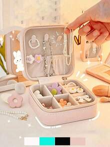 1pc Travel Accessory Box, Portable Waterproof Jewelry Box, Exquisite Jewelry Box, Small And Compact Travel Jewelry Box, Storage Box, Rings, Earrings, Necklaces, Suitable For Daily Jewelry Storage Or Travel Accessories, Summer Storage Organizer Gift For Women And Girls For Women Storage Organizer Travel Essentials Back To School Dormitory Storage