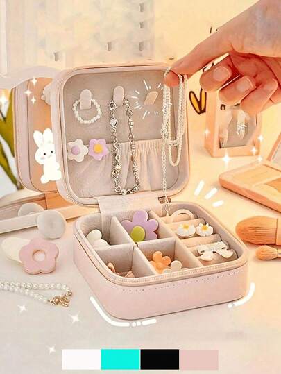 1pc Travel Accessory Box, Portable Waterproof Jewelry Box, Exquisite Jewelry Box, Small And Compact Travel Jewelry Box, Storage Box, Rings, Earrings, Necklaces, Suitable For Daily Jewelry Storage Or Travel Accessories, Summer Storage Organizer Gift For Women And Girls For Women Storage Organizer Travel Essentials Back To School Dormitory Storage
