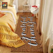 1pc/2pcs Grateful Thankful Pattern Bathroom Anti-Slip Mat, Faux Cashmere Material, Plush Decoration Suitable For Bathrooms, Doorways, Kitchens & Festive Decorations, Machine Washable, Gift Idea - Multicolor - View 4