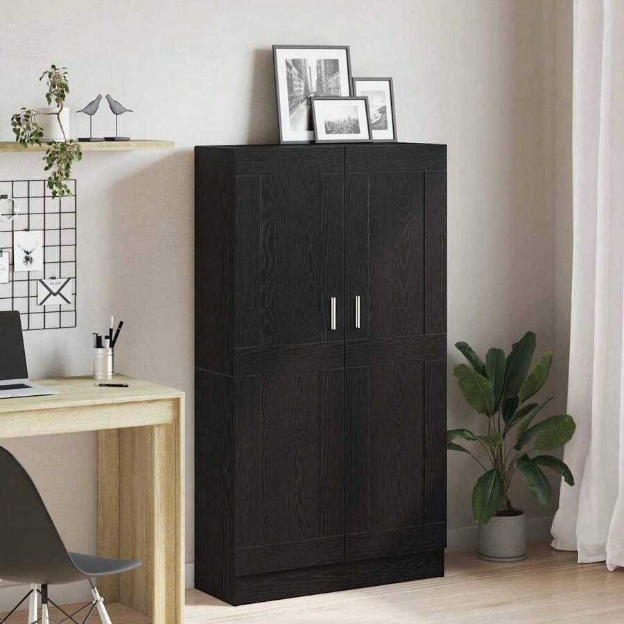 Libreria Larryhot in rovere nero 82,5 x 30,5 x 150 cm, robusta e durevole, facile da montare, stile decorativo, adattA, Per riporre soprammobili, statuette, libri, piccoli oggetti, ecc. - nero - Visualizzare 1