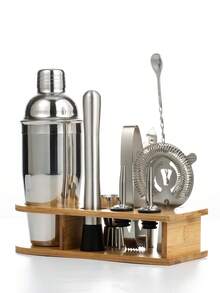 10pcs Stainless Steel Bartender Kit With Stand Cocktail Shaker Set Cocktail Mixer Wine Martini Boston Shaker For Party Bar Tools, Wedding And Birthday Supplies, Home And Party Decorations - Multicolor - View 8