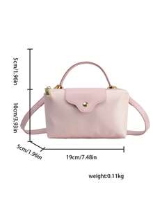 Bolso de mano cruzado de color rosa pálido, elegante, lindo y suave, hecho de tela de nailon con decoración de cuero PU exquisita, ligero y con textura. Adorno de hebilla de metal, lleno de detalles. Pequeño y exquisito, conveniente de llevar, ya sea para salidas diarias o citas, puede agregar puntos a tu apariencia. - Rosa - Ver 8