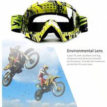 Gafas de motocicleta, gafas de motocross, gafas a prueba de viento y polvo para ATV, gafas de carreras resistentes a los arañazos, gafas de esquí, gafas de protectoras con marco de resina de PU negro y lentes de colores - Marco verde + lente transparente - Ver 5