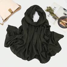 1pc Women's Classic Retro Solid Color Crinkle Breathable Soft Headscarf, Ladies' Versatile All-Season Fashion Headwrap, Multi-Functional Outdoor Windproof, Decorative Elegant Scarf, Shawl