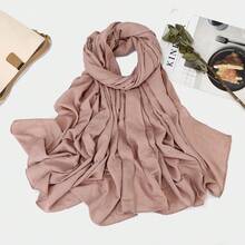 1pc Women's Classic Retro Solid Color Crinkle Breathable Soft Headscarf, Ladies' Versatile All-Season Fashion Headwrap, Multi-Functional Outdoor Windproof, Decorative Elegant Scarf, Shawl