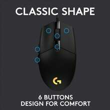 Logitech Logitech G102 Gen2 Wired Gaming Mouse, RGB Lighting Effects, Lightweight, 8000 DPI Gaming-Grade Sensor