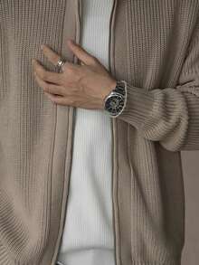 GRDR Men's Casual Long Sleeve Zip-Up Cardigan Sweater, Versatile For Daily Wear