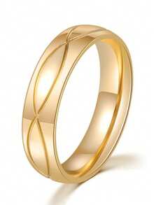 1 pieza Anillo de pareja minimalista con circonita cúbica redonda y rayas, joyería de acero inoxidable, regalo romántico de boda, compromiso, San Valentín o cita, accesorio diario