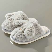 2025 Neue Plüsch Hausschuhe, süße Kaninchen, thermisch gefüttert, warm, flauschig, Hausschuhe für Zuhause, flach, rutschfest, bequem