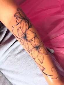 1 szt. Czarny tusz, delikatna, realistyczna naklejka tymczasowa z realistycznym kwiatem irysa, odpowiednia na imprezy, wesela i specjalne okazje, kwiatowy tatuaż tymczasowy, dodatek na imprezę, naklejka inspirowana naturą