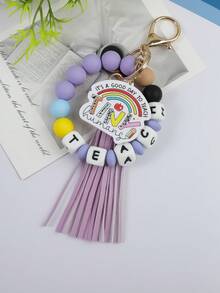 1pc Back To School TEACH Beaded Acrylic Charm Tassel Keychain / Bag Pendant, Teacher's Day Gift Christmas - Multicolor - View 24