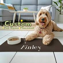 1pc Personalized Pet Food Mat,Custom Name Mat,Diatom Mud Material, Waterproof,Non-Slip Dog Bowl Placemat,Unique Gift For Dog & Cat Lovers,Small Kawaii Pet Decor,Gift For Christmas ,Thanksgiving - Multicolor - View 2