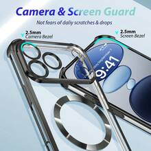 Funda magnética transparente para Galaxy A06 A16 A26 A36 A56 S25 Ultra S24 Ultra, compatible con MagSafe, con protector de lente de cámara incorporado, revestimiento de lujo de TPU suave y transparente, a prueba de golpes, delgada y fina para la serie