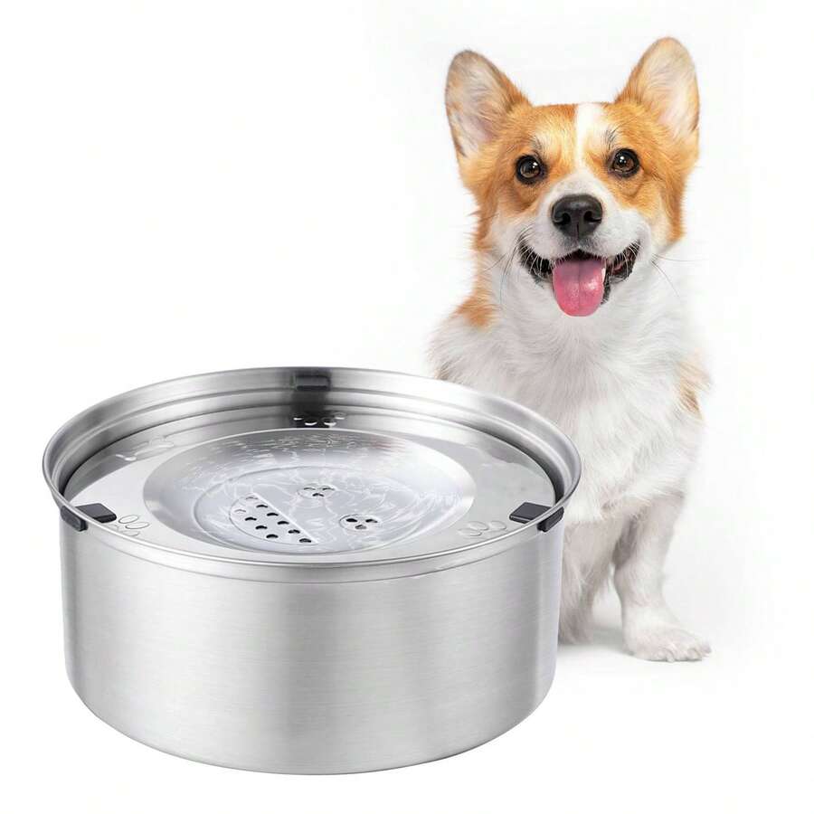 1L/3L 不锈钢狗水碗，带浮动盘，防溢慢饮宠物喂食器，适用于狗和猫，适用于狗和猫
