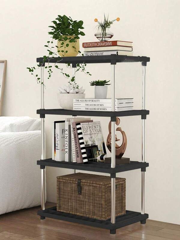1pc Large Thick Storage Rack, Organizer Shelf, Floor Standing Rack, Multi-Tier High Capacity Space Saving Sturdy And Easy To Assemble, Suitable For Kitchen, Bathroom, Bedroom, Office, Garage | Open Shelves And Enclosed Cabinet, Bathroom Storage