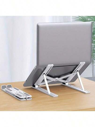 Transforme seu espaço de trabalho: suporte para laptop elegante, dobrável e com trava para melhor resfriamento, postura ergonômica e eficiência de espaço