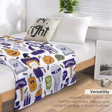 Flannel Fleece Blanket Plush Spider Webs Witch's Hat Black Bats Decorated Pumpkins 40 * 30ingift - 30吋x40吋+款式-6 - 查看 5
