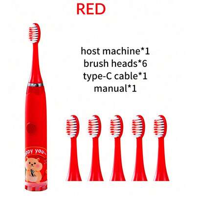 1 件可充电/电池供电电动牙刷，电池供电，1 键 1 档速度设置，可充电，1 键 4 档速度设置，配有 6 个刷头