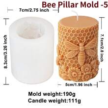 1 buah Cetakan Silinder Silikon Bentuk Sarang Lebah dan Bunga Timbul, Cetakan Dekorasi Lilin Aromaterapi DIY, Kerajinan Tangan, Pembuatan Hadiah, Bentuk Bulat Bertema Serangga - MultiWarna - View 12