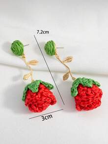 1 Par de Brincos Elegantes Trançados em Forma de Rosa, Joias da Moda para Mulheres, Adequado para Festa, Reunião, Uso Diário, Presente do Dia dos Namorados - Multicolorido - Visão 5