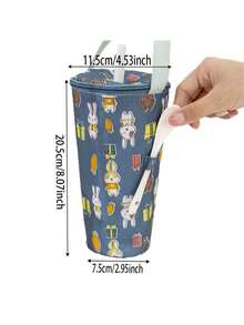 1 pieza Tapa de taza para té con leche, portátil aislada para mantener la frescura, bolsa de taza portátil para oficina, para estudiantes de té con leche - Multicolor - Ver 11