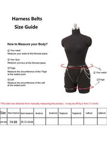 L1pcs Ladies Black Pu Leather Chain Belt Punk Fashion Bundle Garter Party Wear With Accessories Harness For Women